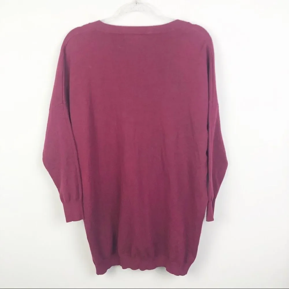LULU’S | V-Neck Oversized Sweater Burgundy Women’s Size S/M